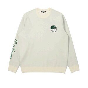 Malbon Logo Bucket Point Amosa Blend Pullover Sweater CREAM Size Small